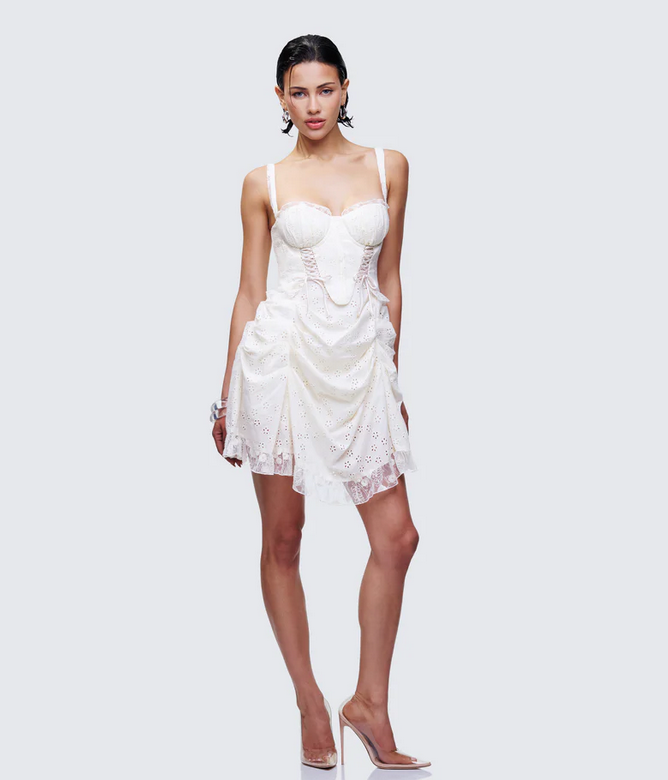 Finesse Sallie Ivory Eyelet Corset Mini Dress