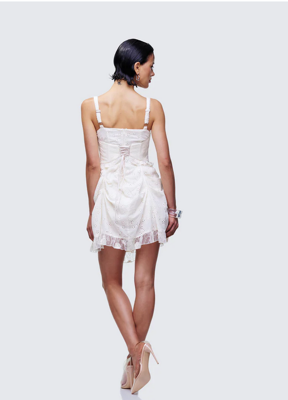Finesse Sallie Ivory Eyelet Corset Mini Dress