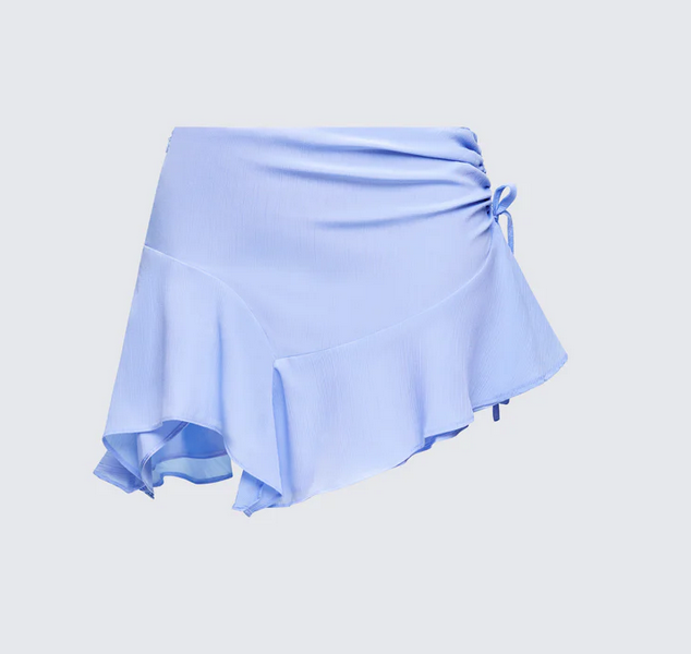 Finesse Sylvie Blue Tie Asymmetric Mini Skirt