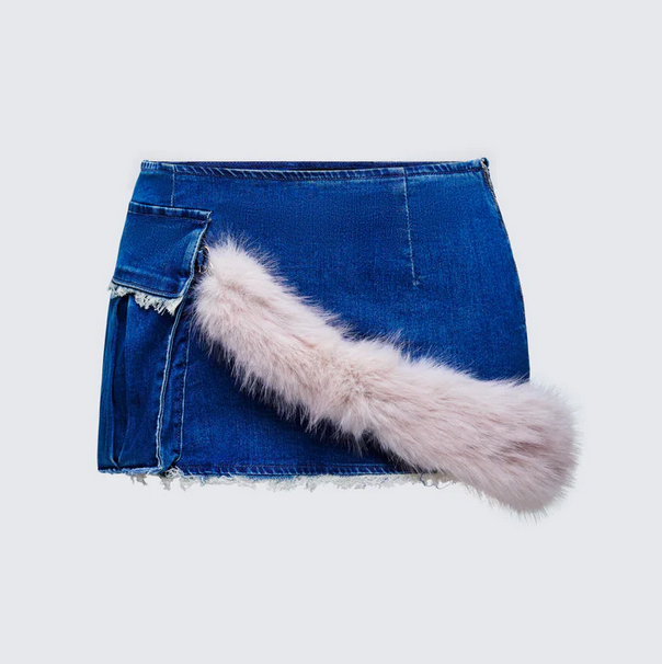 Finesse Sophelle Distressed Acid Wash Denim Mini Skirt