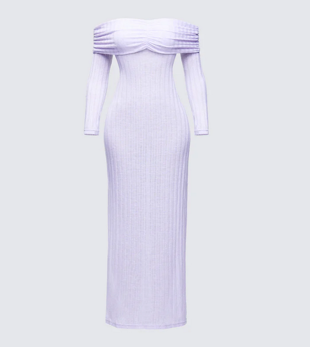 Finesse Sian Purple Knit Maxi Dress