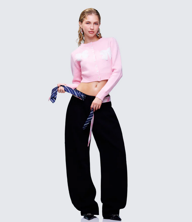 Finesse Taliah Black Denim Tie Belt Jeans