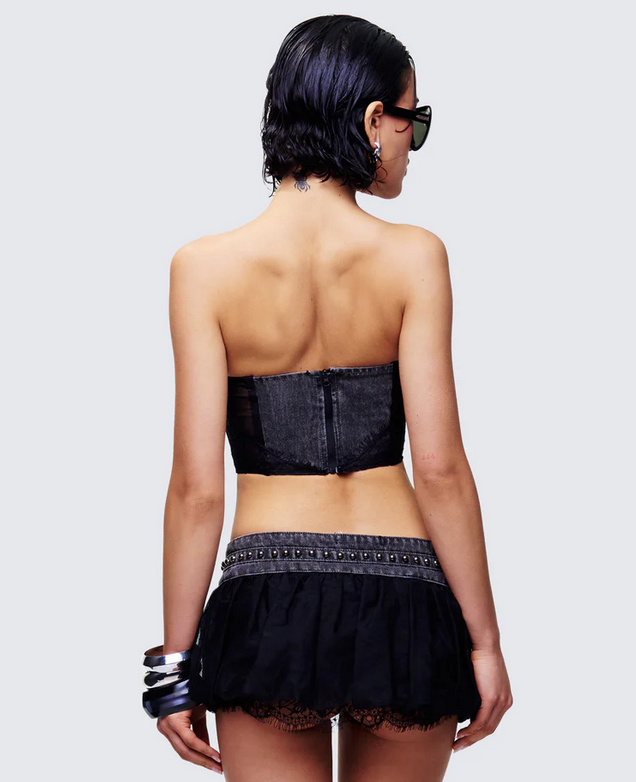 Finesse Titan Black Denim Corset Top