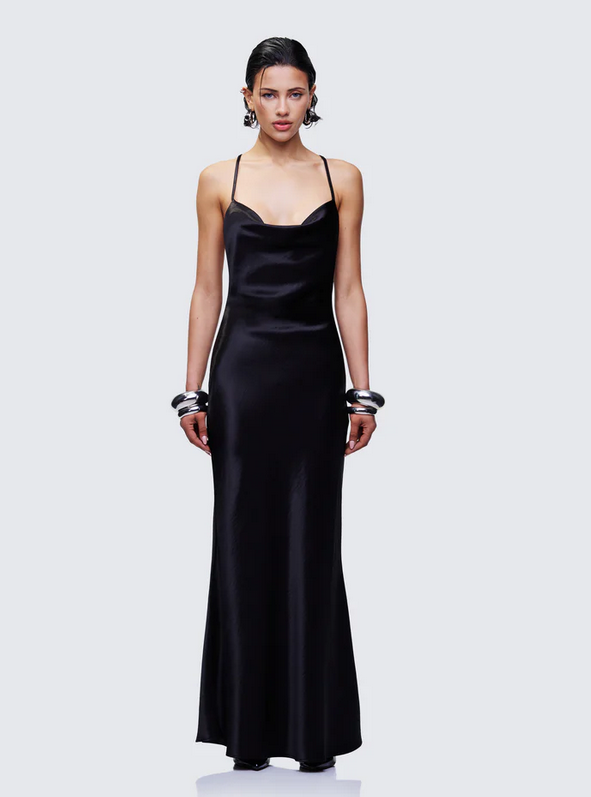 Finesse Elspeth Satin Bias Slip Maxi Dress