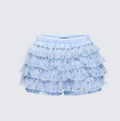 Finesse Love Hand Beaded Rhinestone Baby Blue Ruffle Short