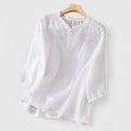 Nabalu Avelyne | Embroidered Split Neck Blouse