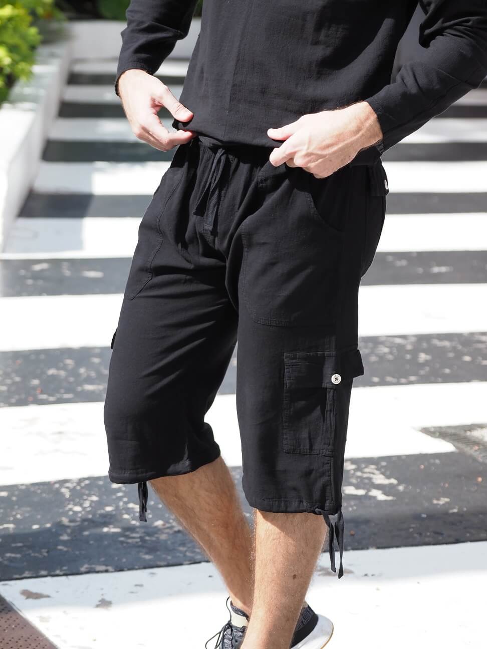 Cotton Natural Men's St. John Black Line Shorts