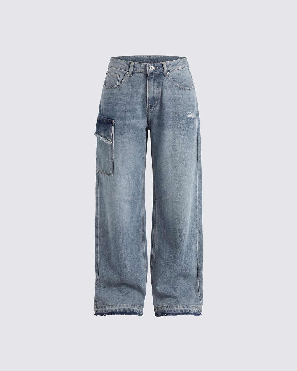 Finesse Stems Blue Cargo Boyfriend Low Waist Jean