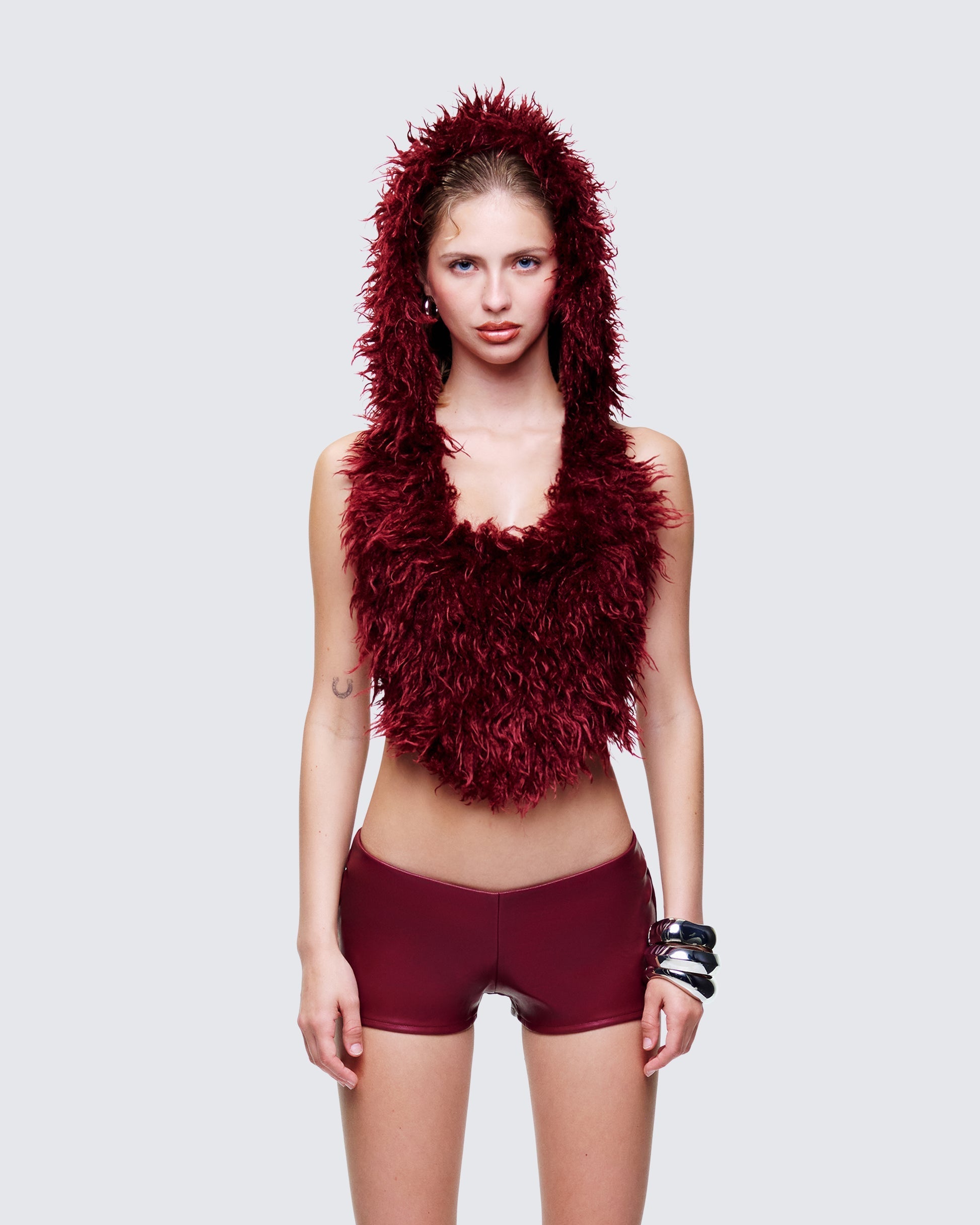 Finesse Tamara Plum Backless Hood Top