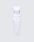 Finesse Tansy Ivory Button Up Maxi Dress