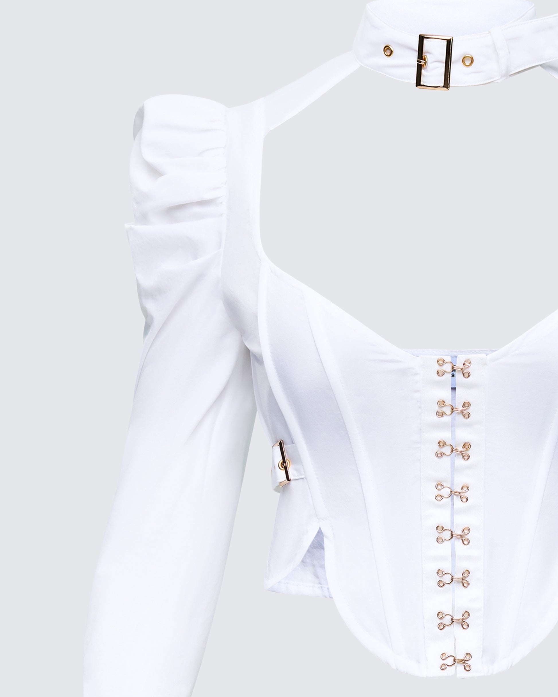 Finesse Tashi White Strap Detail Top