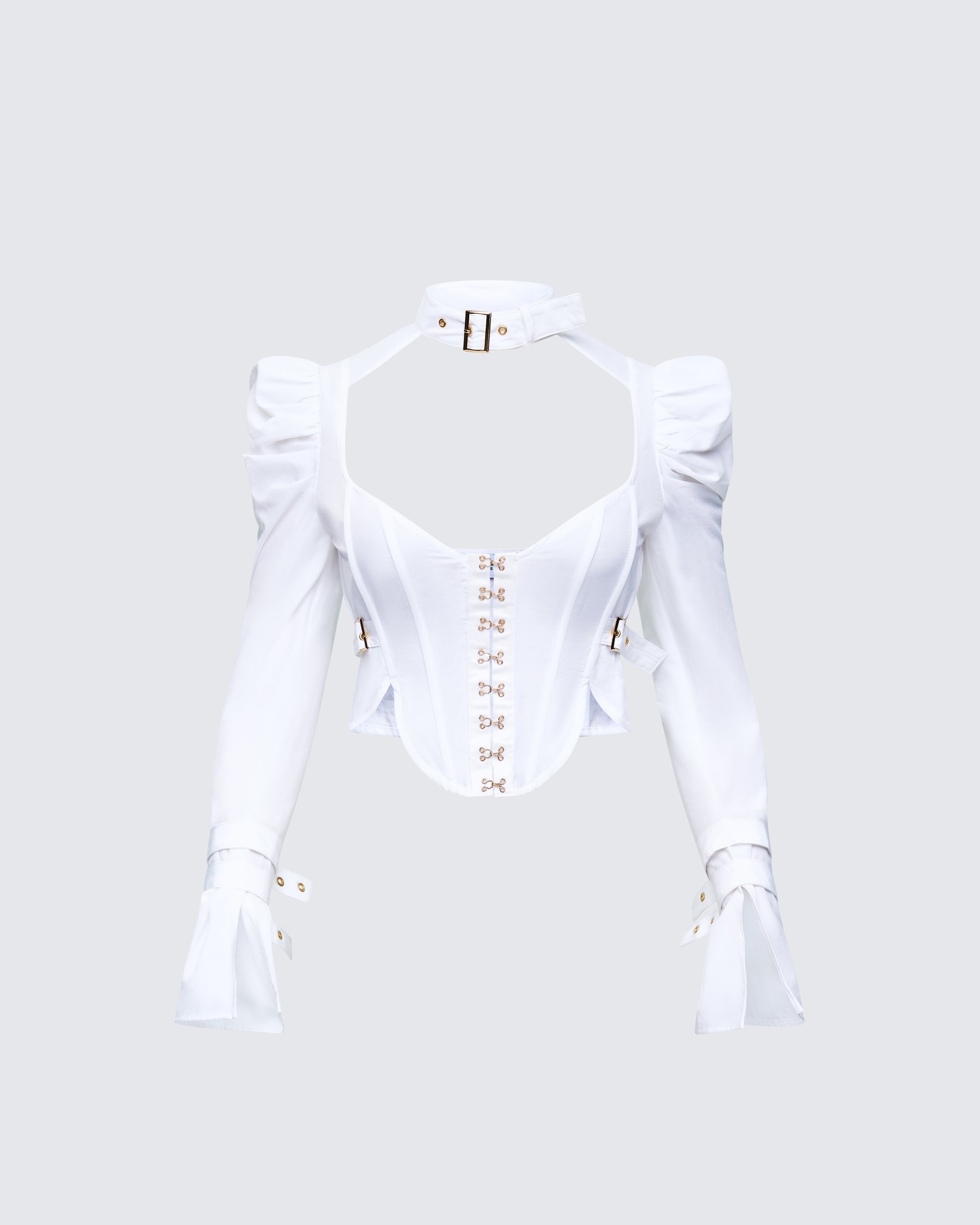 Finesse Tashi White Strap Detail Top