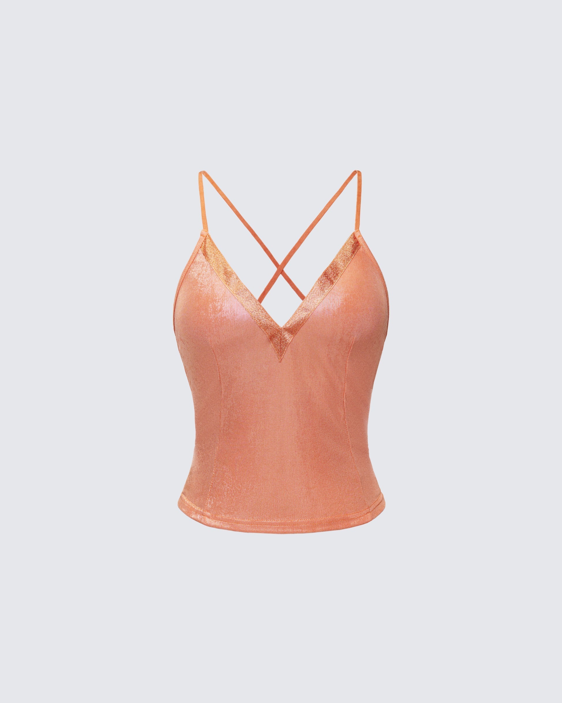 Finesse Teenay Gold Plunge Neck Strappy Cami