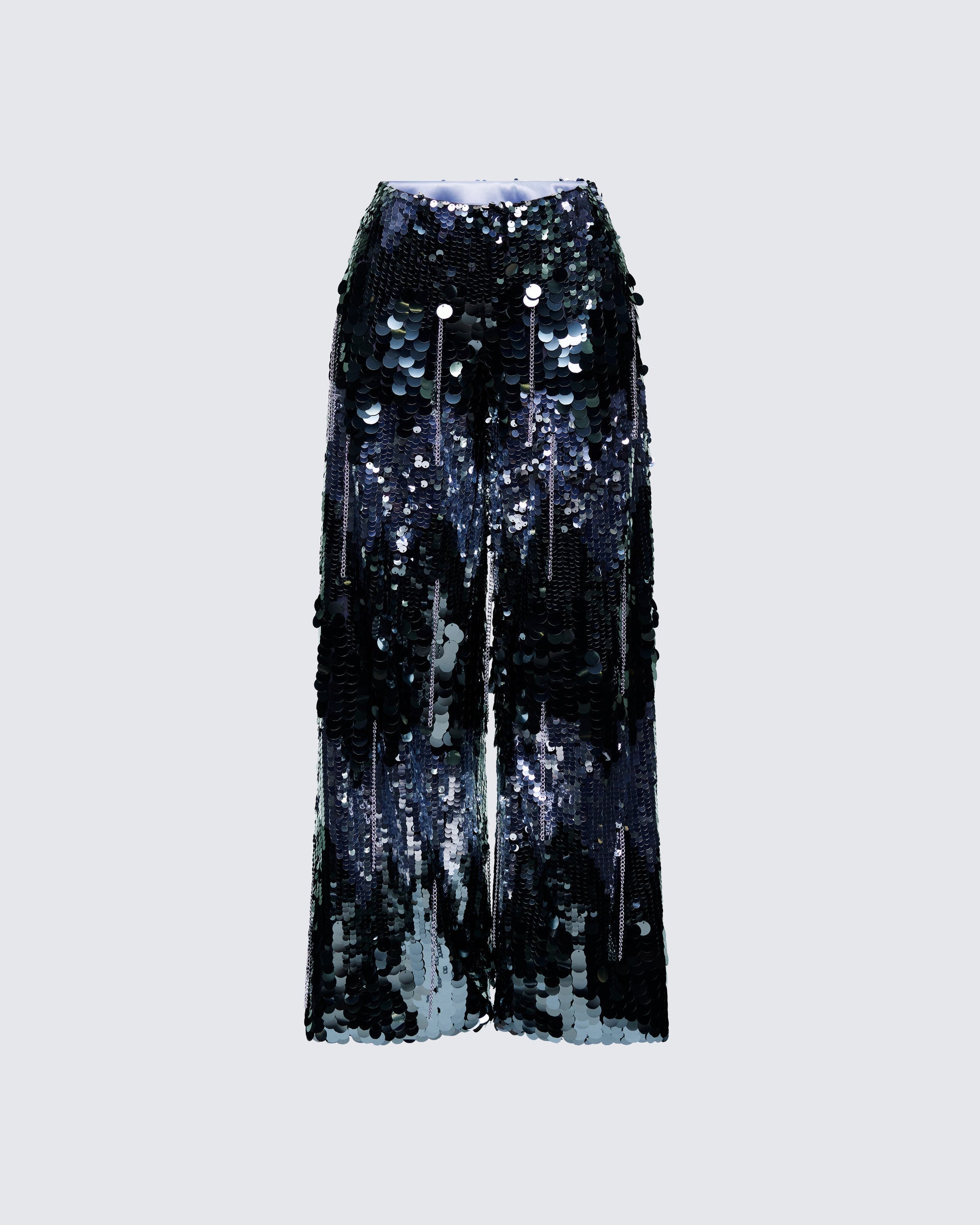Finesse Tiva Silver Sequin High Waisted Pants