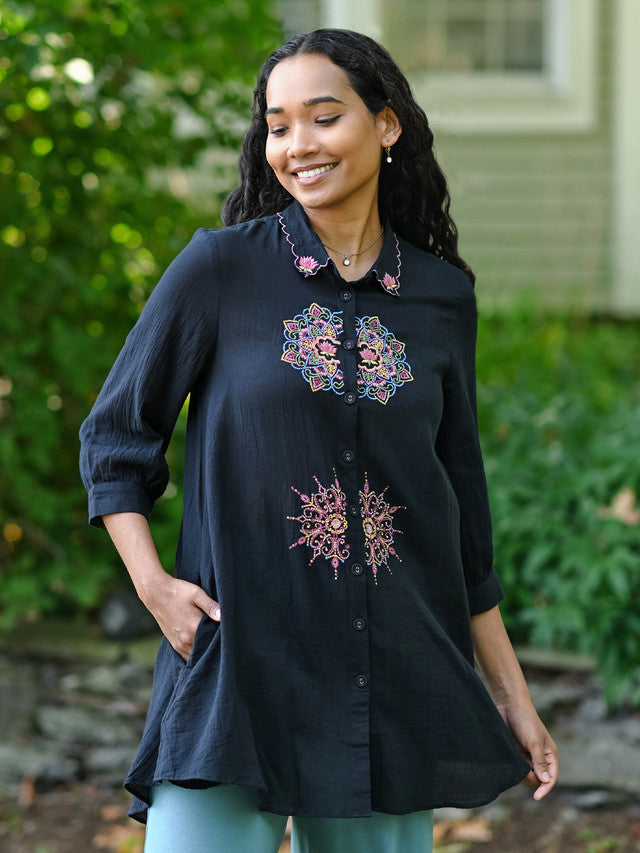 April Cornell Mandala Tunic - Black