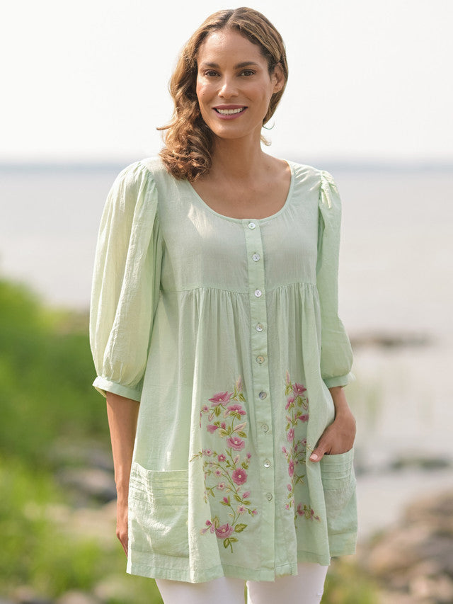 April Cornell Patricia Embroidery Tunic - Sage
