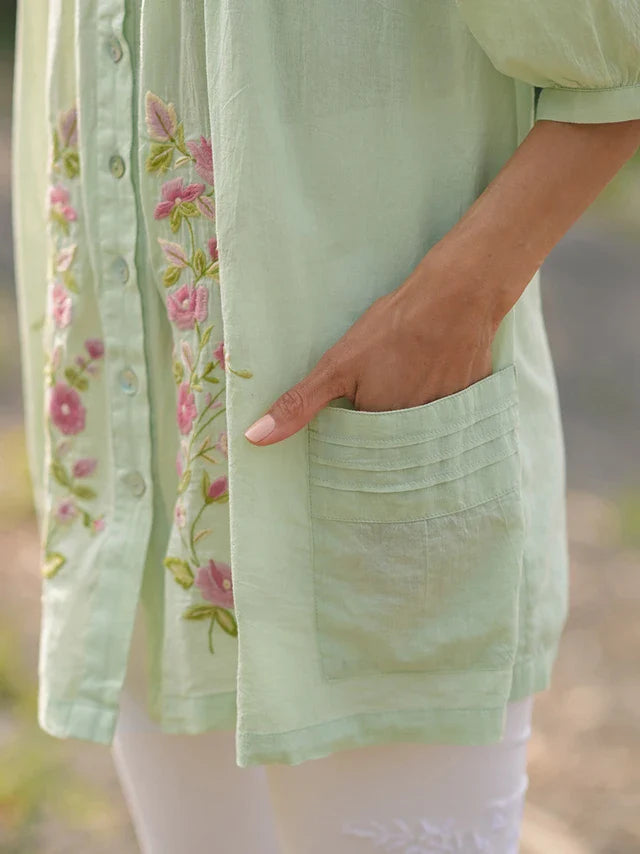 April Cornell Patricia Embroidery Tunic - Sage