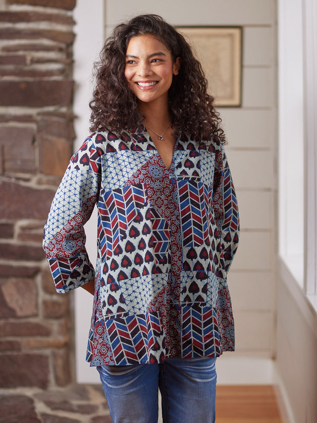April Cornell Indigo Patchwork Tunic