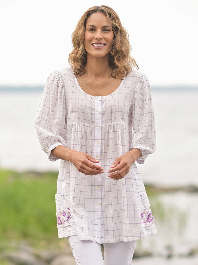 April Cornell Charlotte Check Tunic - Plum Check