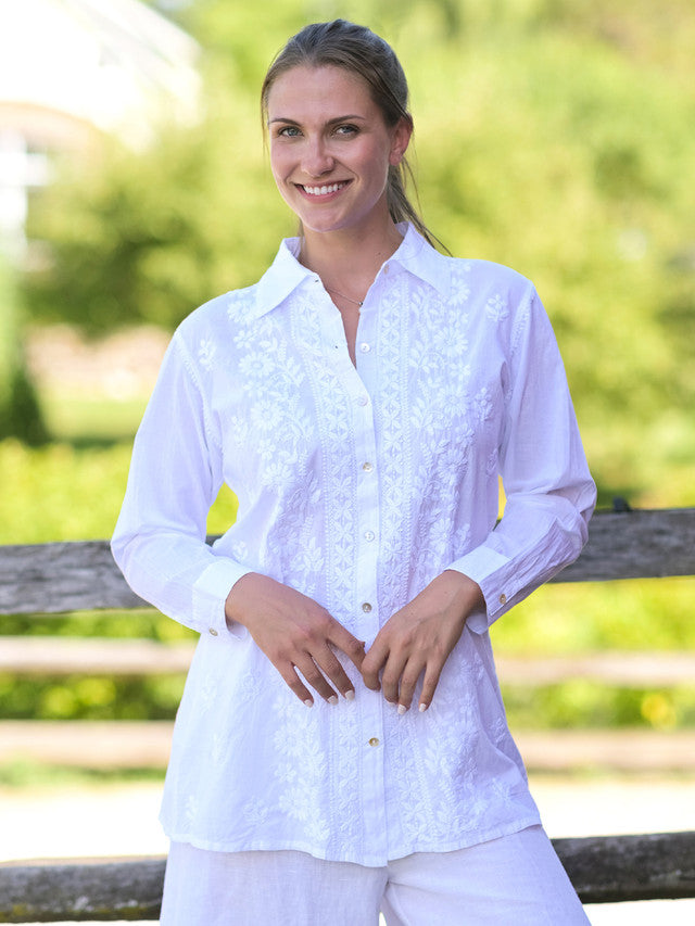 April Cornell Delphinium Tunic - White
