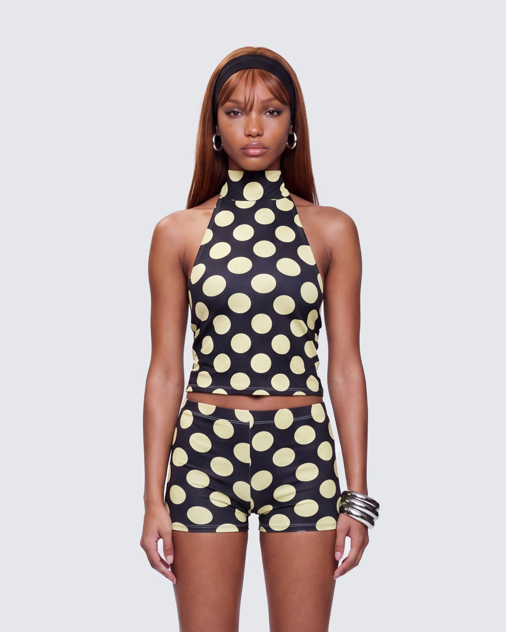 Finesse Toni Multi Jersey Polka Halter Top