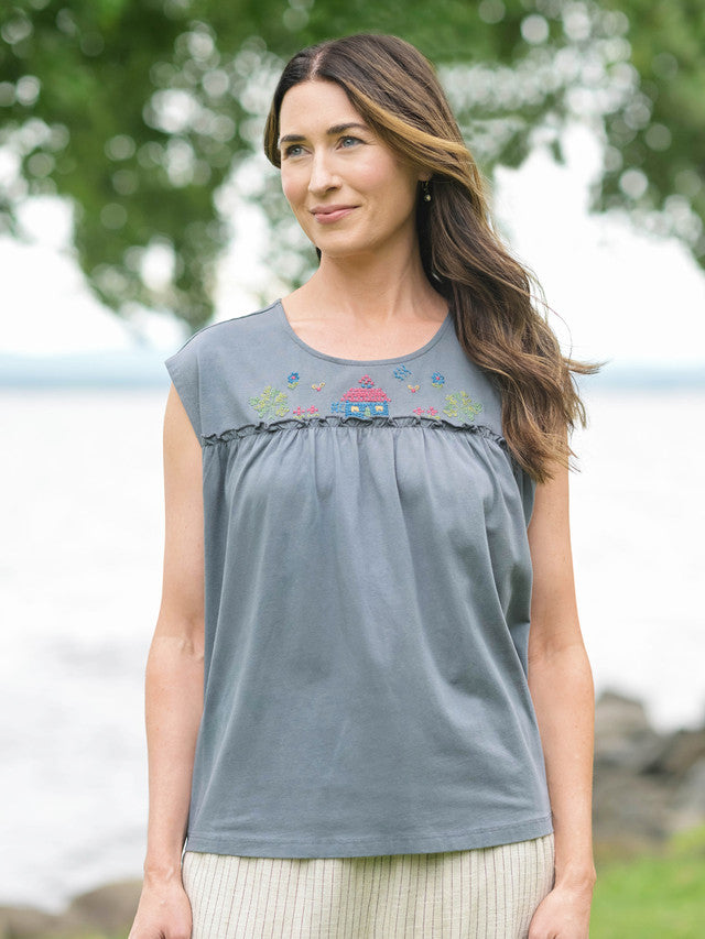 April Cornell Cottage T-Shirt - Charcoal