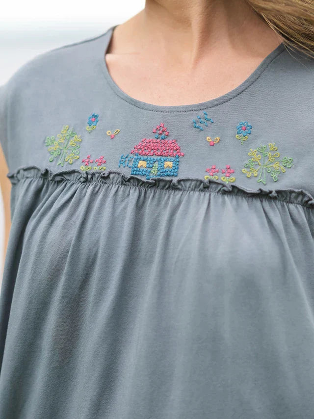 April Cornell Cottage T-Shirt - Charcoal