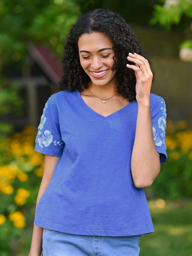 April Cornell Tapestry T-Shirt - Blue