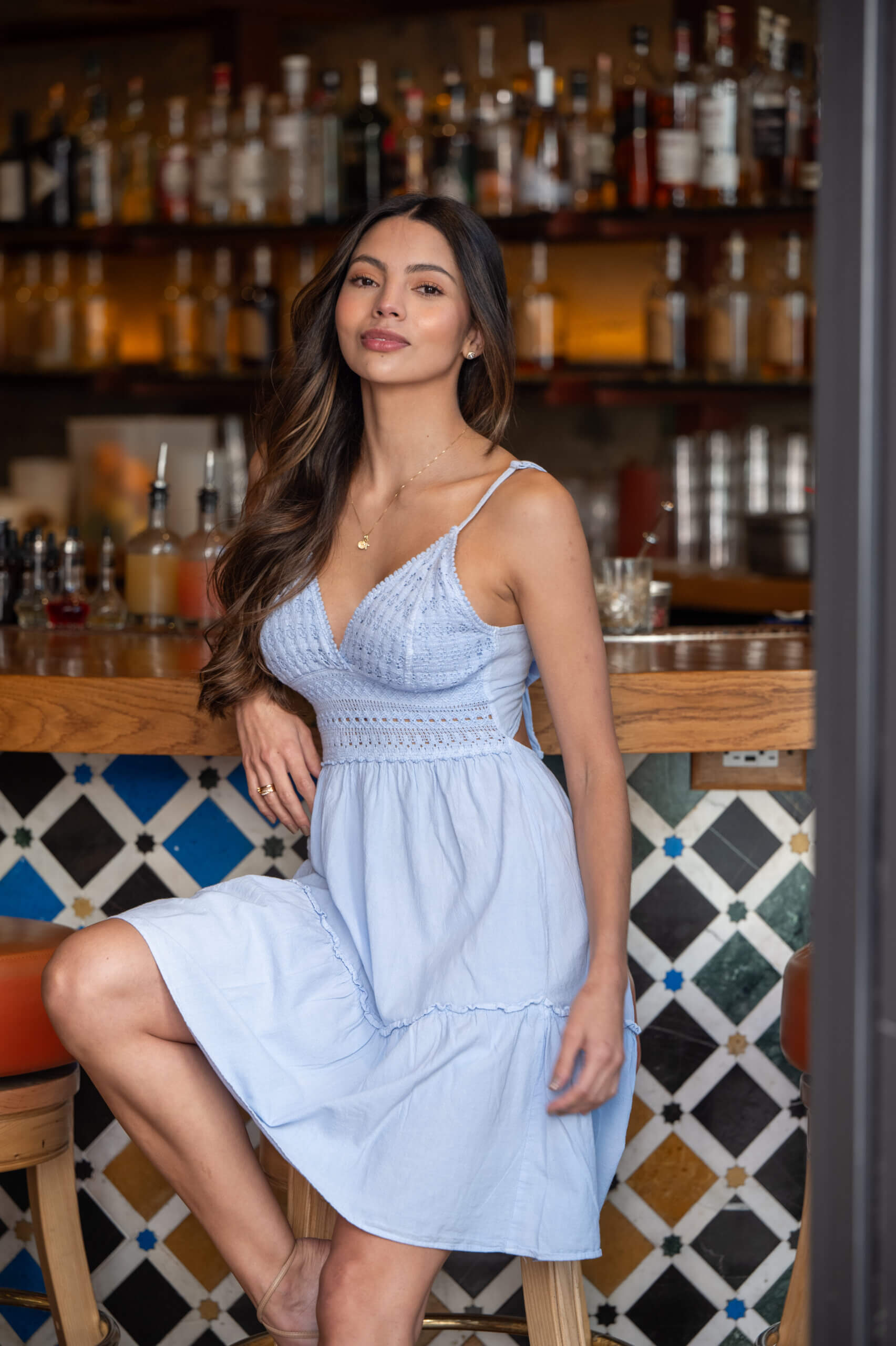 Cotton Natural Women's Tobago Sky Blue Dress