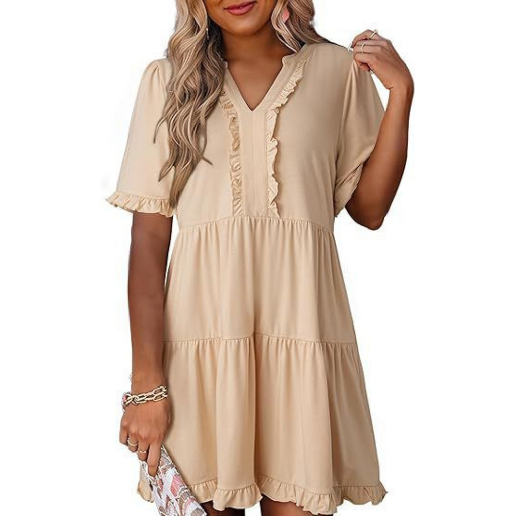Nabalu Calienne | Women’s Ruffle Trim Tiered Mini Dress 2