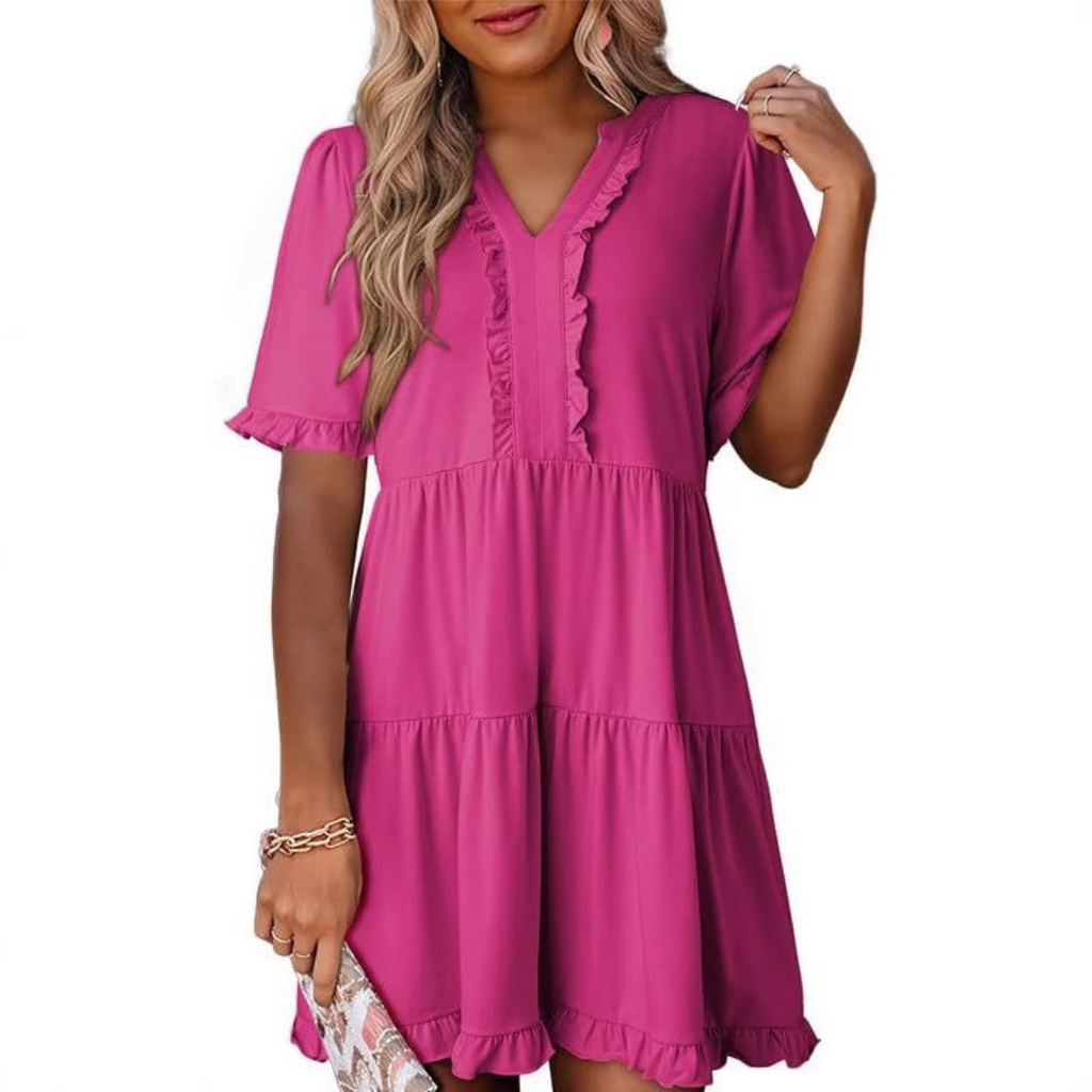 Nabalu Calienne | Women’s Ruffle Trim Tiered Mini Dress 2
