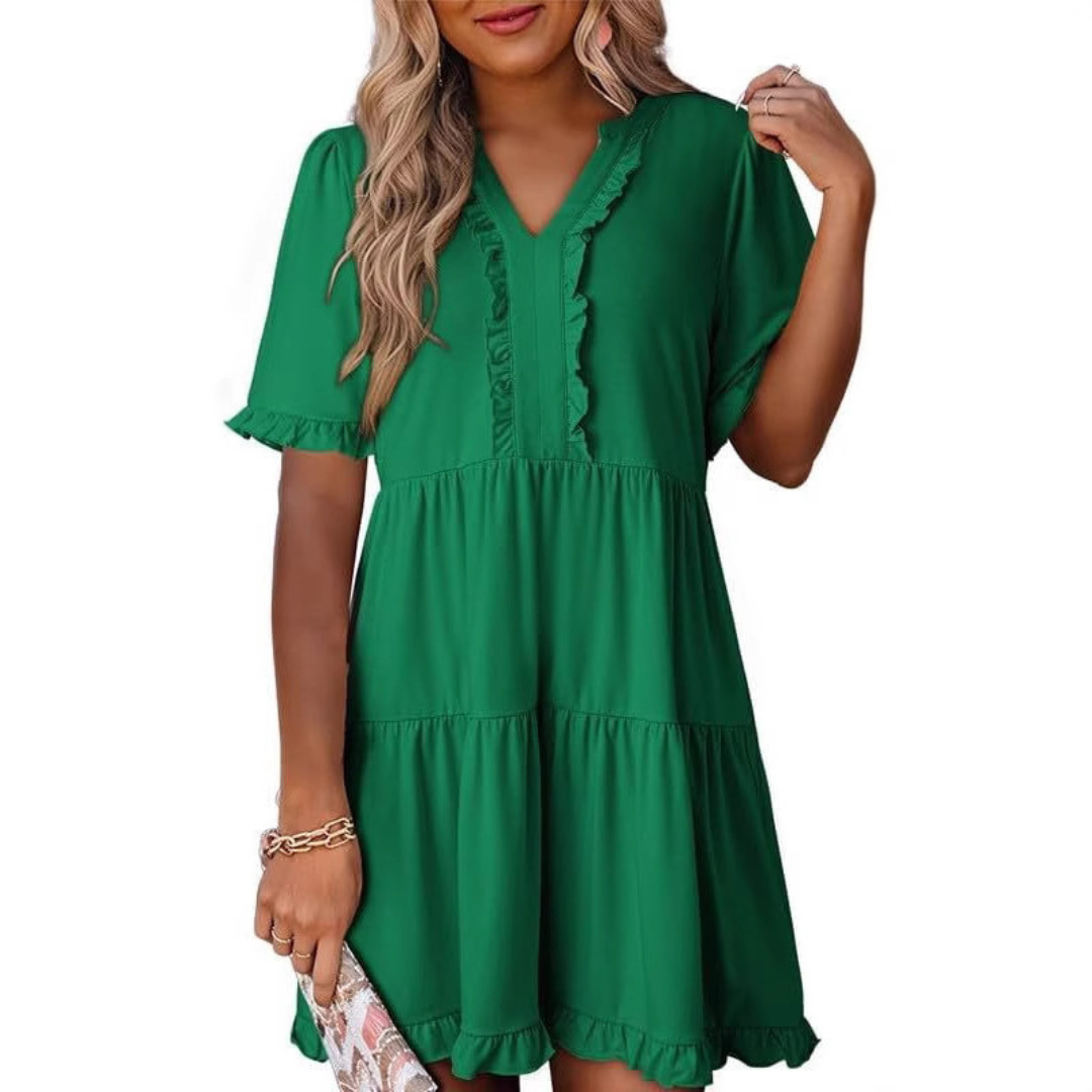 Nabalu Calienne | Women’s Ruffle Trim Tiered Mini Dress 1