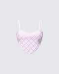 Finesse Viora Pink Acid Denim Diamonte Corset Top