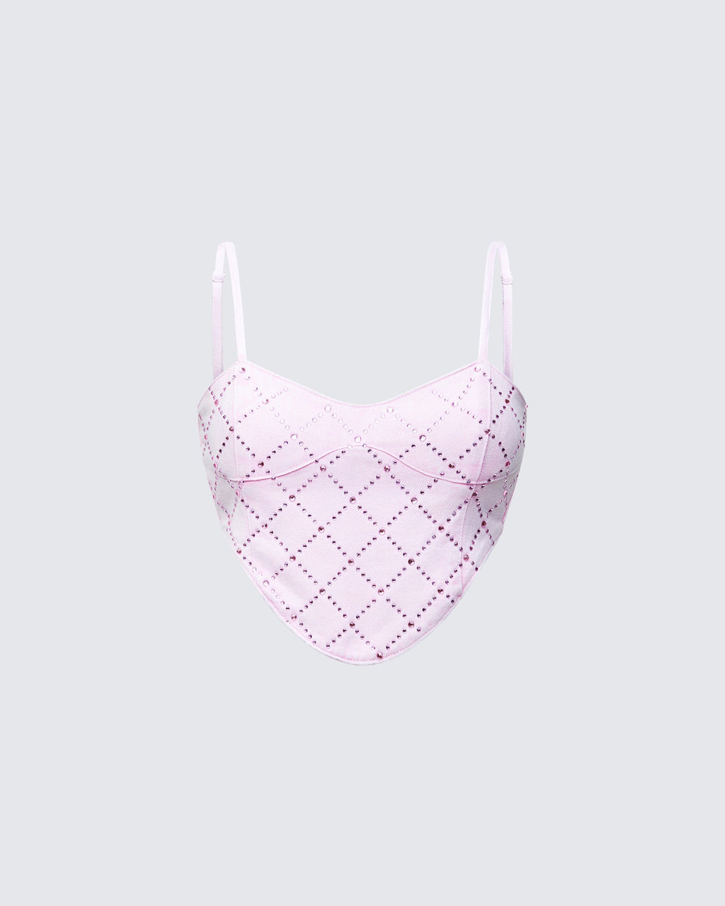 Finesse Viora Pink Acid Denim Diamonte Corset Top