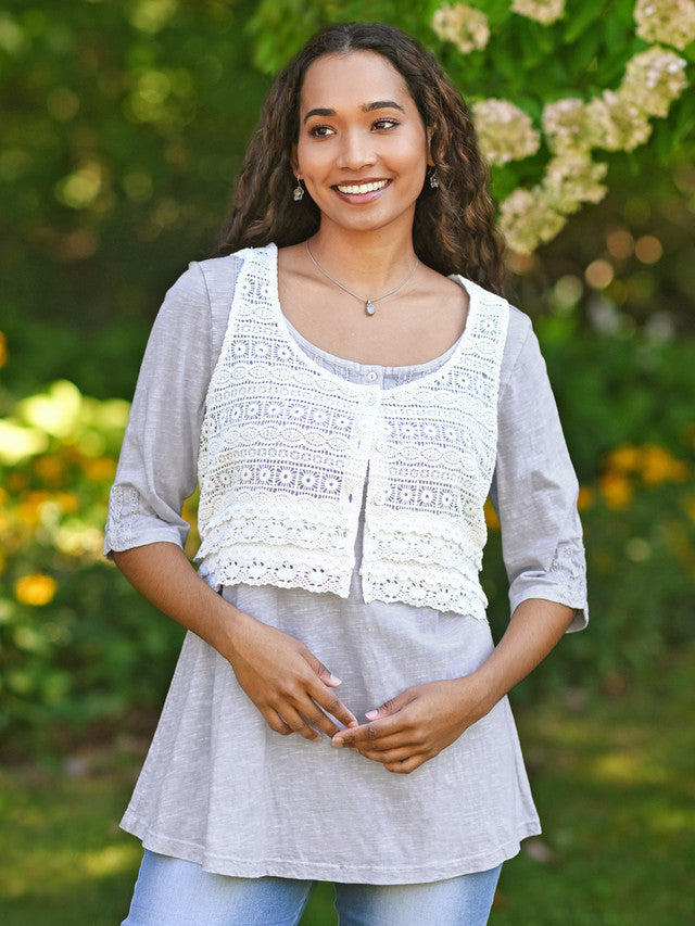 April Cornell Hamlet Lace Vest - White