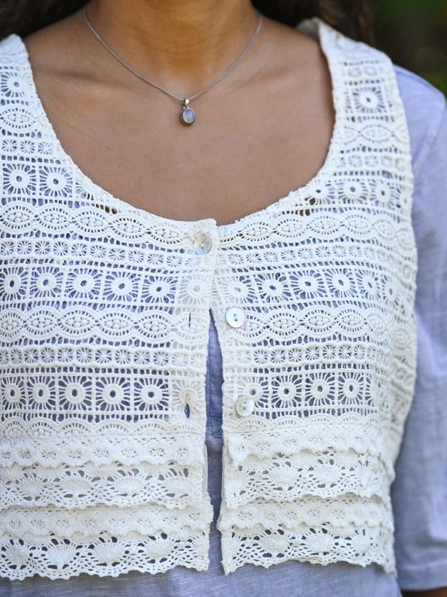 April Cornell Hamlet Lace Vest - White