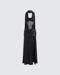 Finesse Vesper Black Metallic Scarf Detail Dress