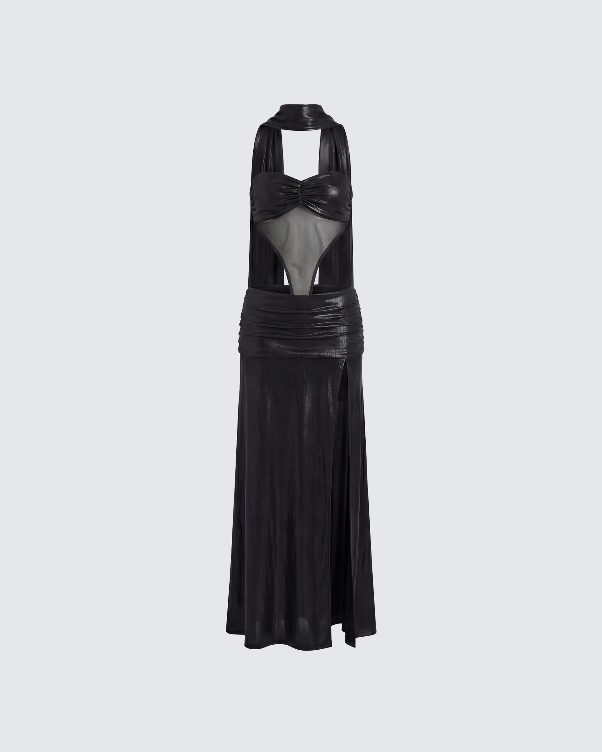 Finesse Vesper Black Metallic Scarf Detail Dress