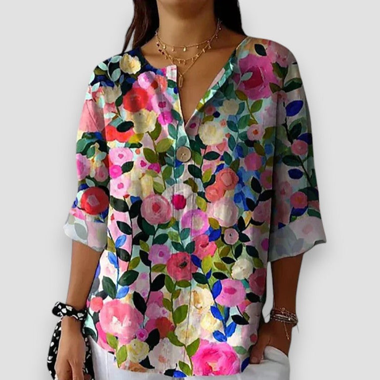 Nabalu Avery | Relaxed Floral Print Spring Summer Blouse