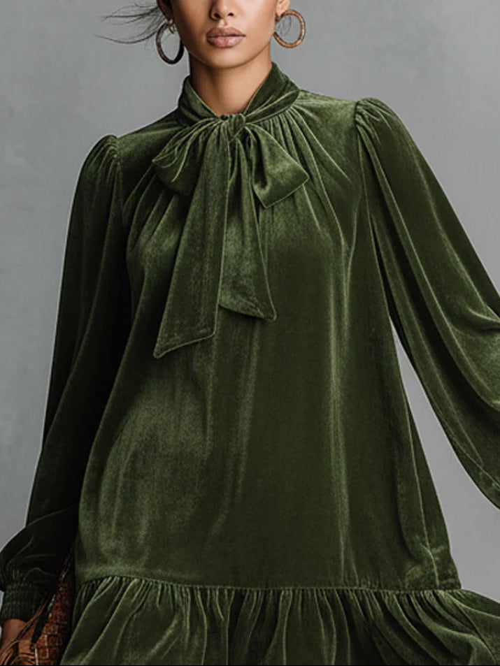 Nabalu Neta | Women’s Bow Tie Velvet Mini Dress