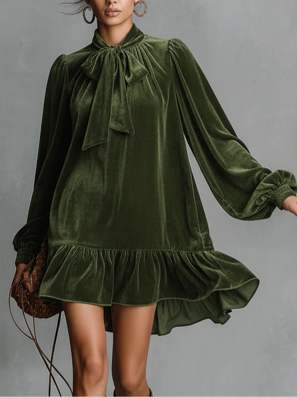 Nabalu Neta | Women’s Bow Tie Velvet Mini Dress