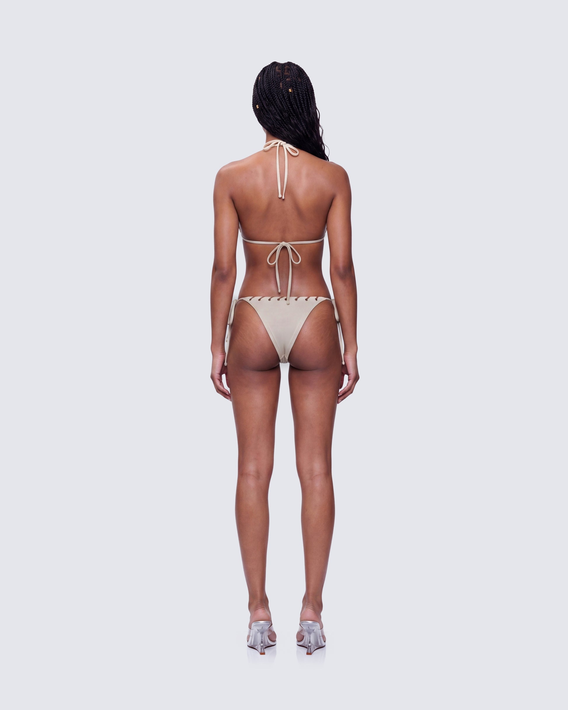 Finesse Yusra Tan Faux Suede Laced Bikini
