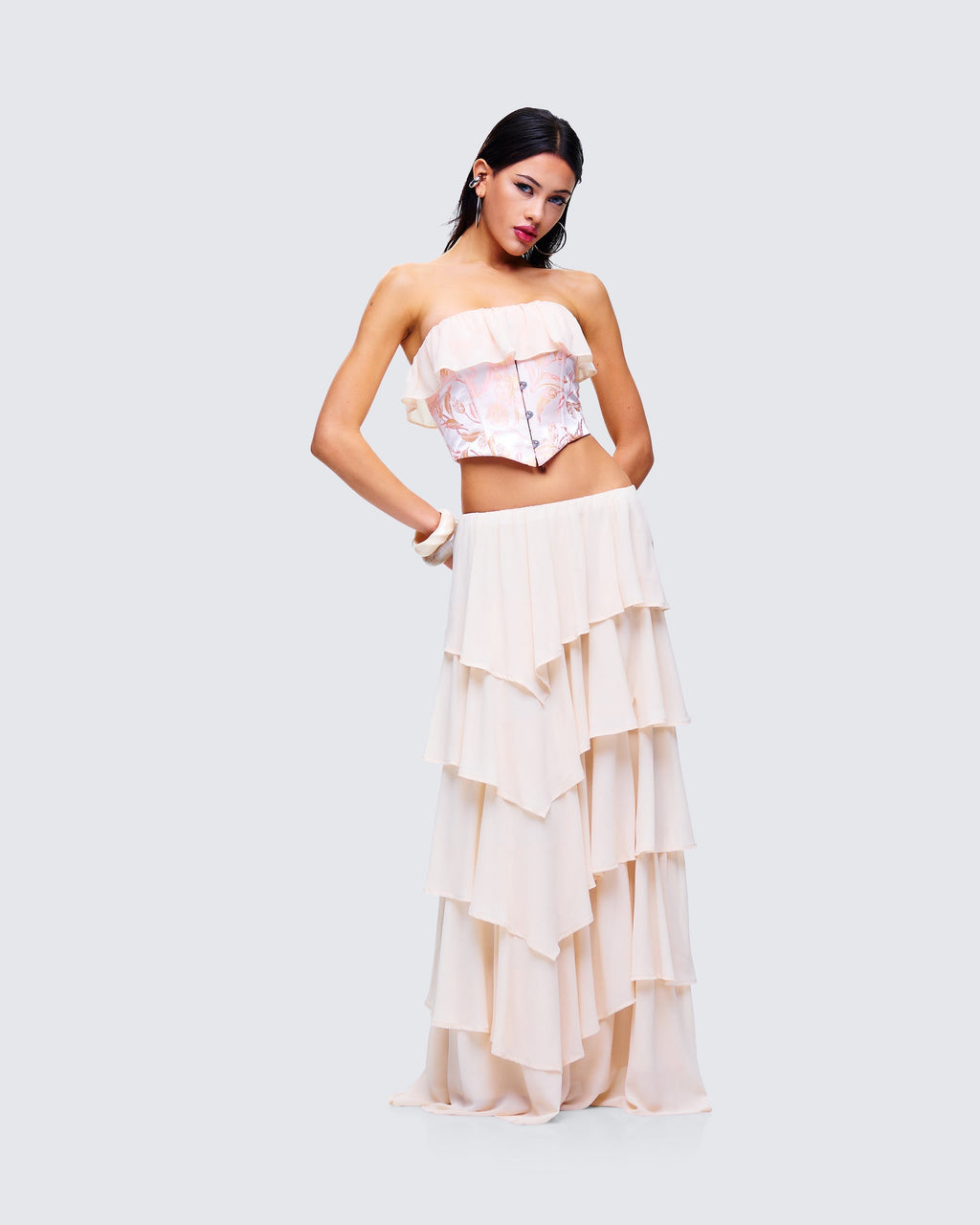 Zana Cream Ruffle Corset Top