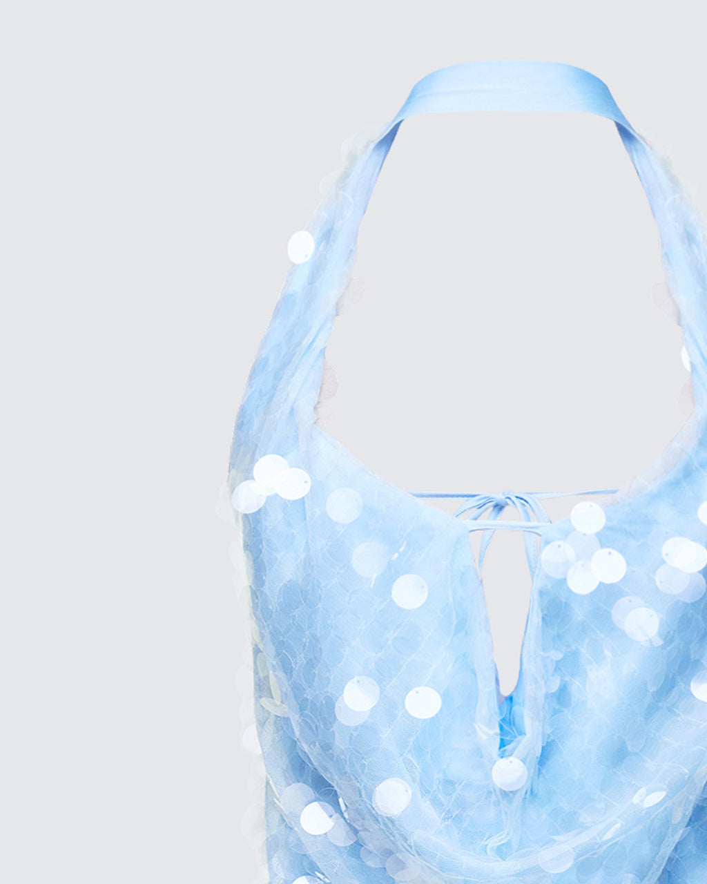 Finesse Zelda Blue Sequin Cowl Neck Maxi Dress