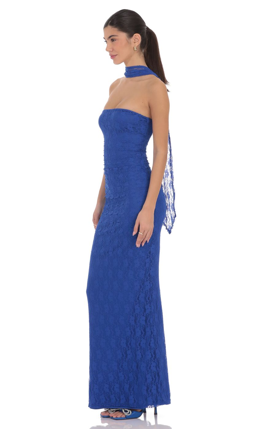 Lucy In The Sky Scarf Lace Maxi Dress in Royal Blue
