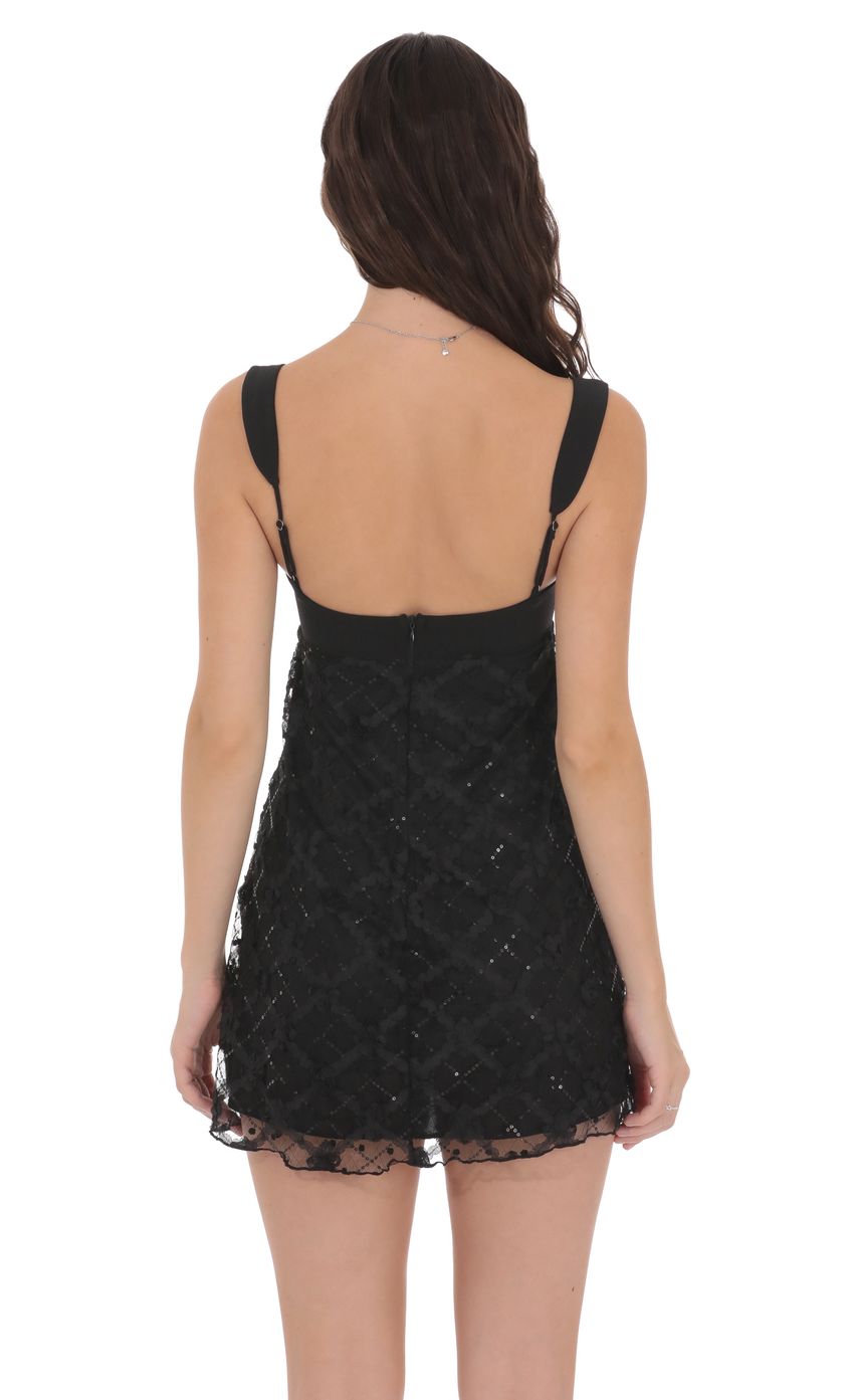 Lucy In The Sky Novelty Lace Shift Dress in Black