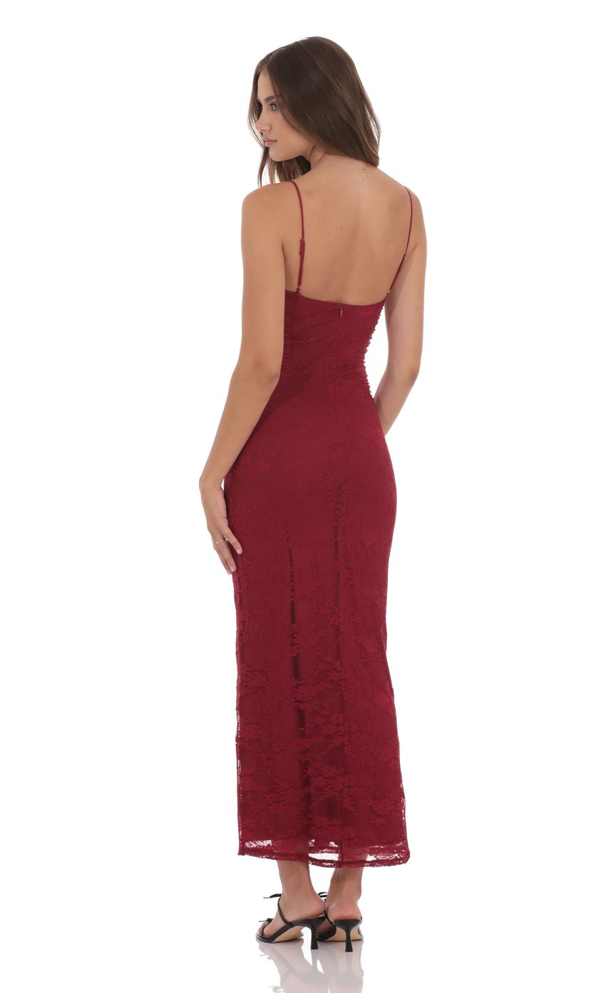 Lucy In The Sky Lace Contour Maxi Dress in Red