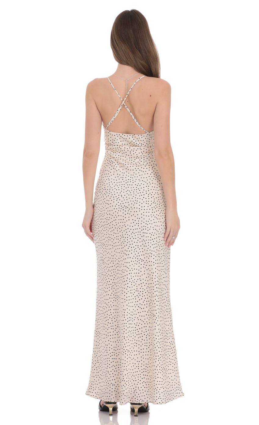 Lucy In The Sky Polka Dot Triangle Maxi Dress in Cream