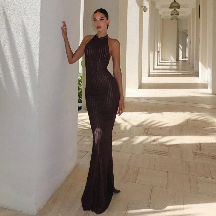 *Aarti Knitted Halter Maxi Dress