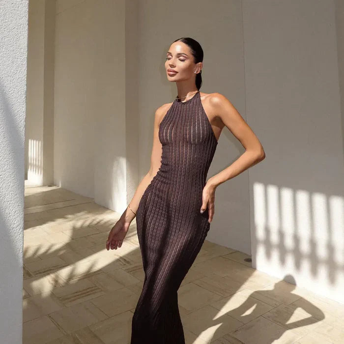 *Aarti Knitted Halter Maxi Dress